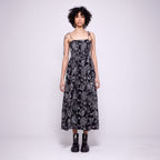 Anna | Shirred Tie Strap Midi Dress