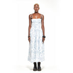 Anna | Shirred Tie Strap Midi Dress