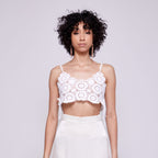 Anya | White Crochet Flower Cropped Cami