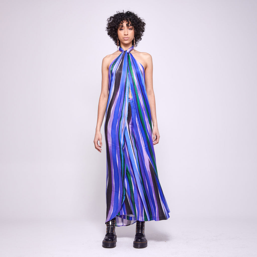 Bermuda | Cutout Halter Top – Blue, Purple & Green