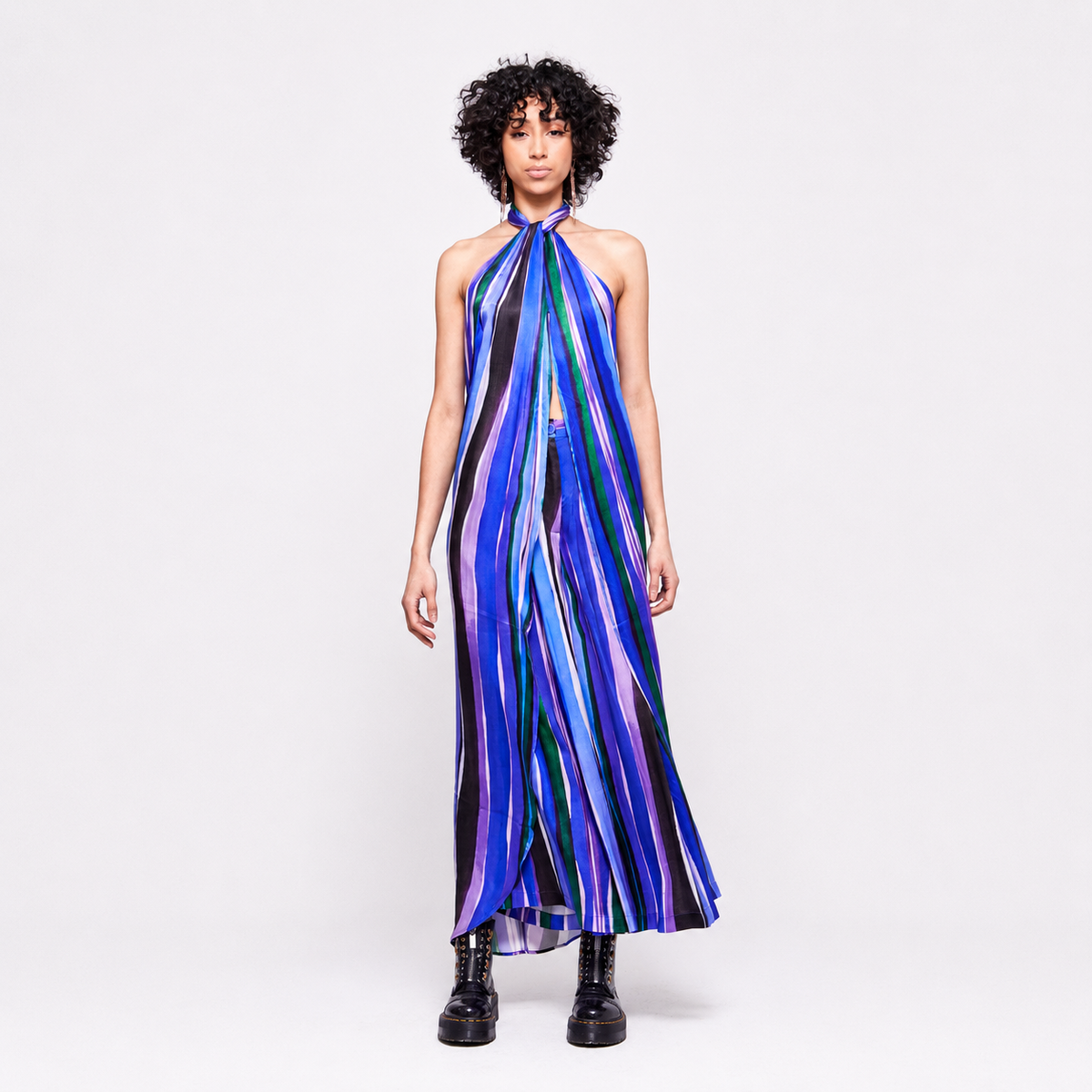 Bermuda | Cutout Halter Top – Blue, Purple & Green