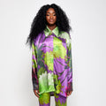 Carnation | Silk Button Up Shirt – Purple, Green & Black