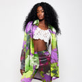 Carnation | Silk Button Up Shirt – Purple, Green & Black
