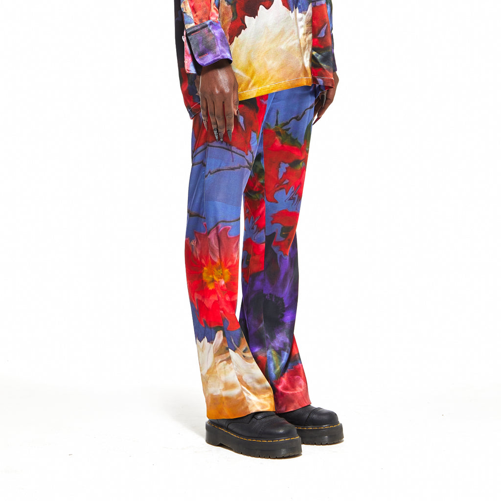 Chrysanthemum | Floral Silk Pants