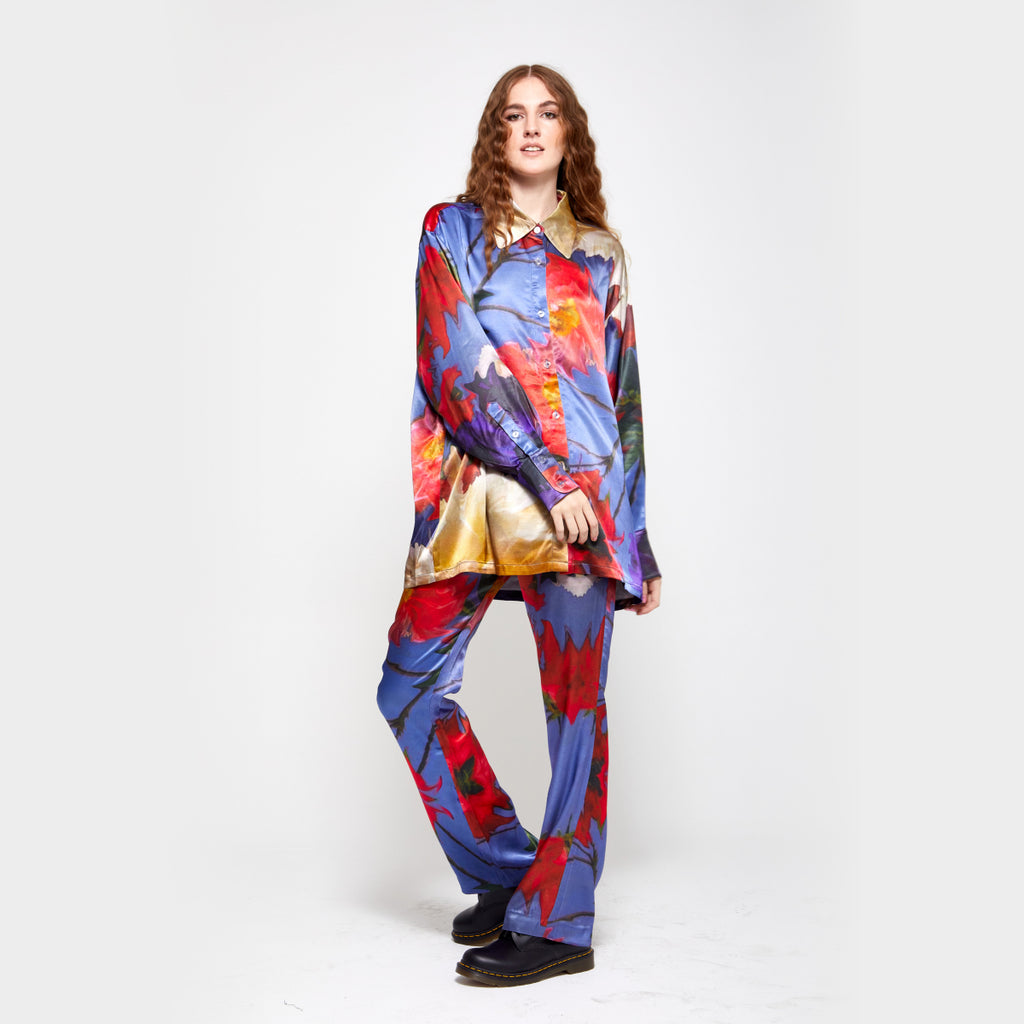 Chrysanthemum | Floral Silk Pants