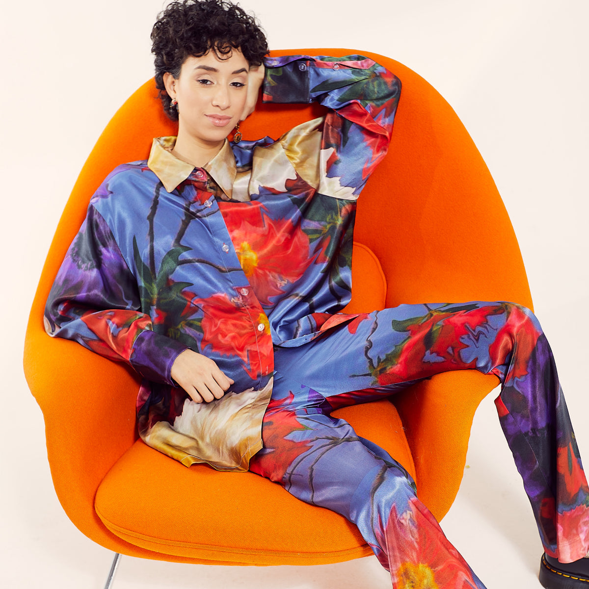 Chrysanthemum | Floral Silk Pants