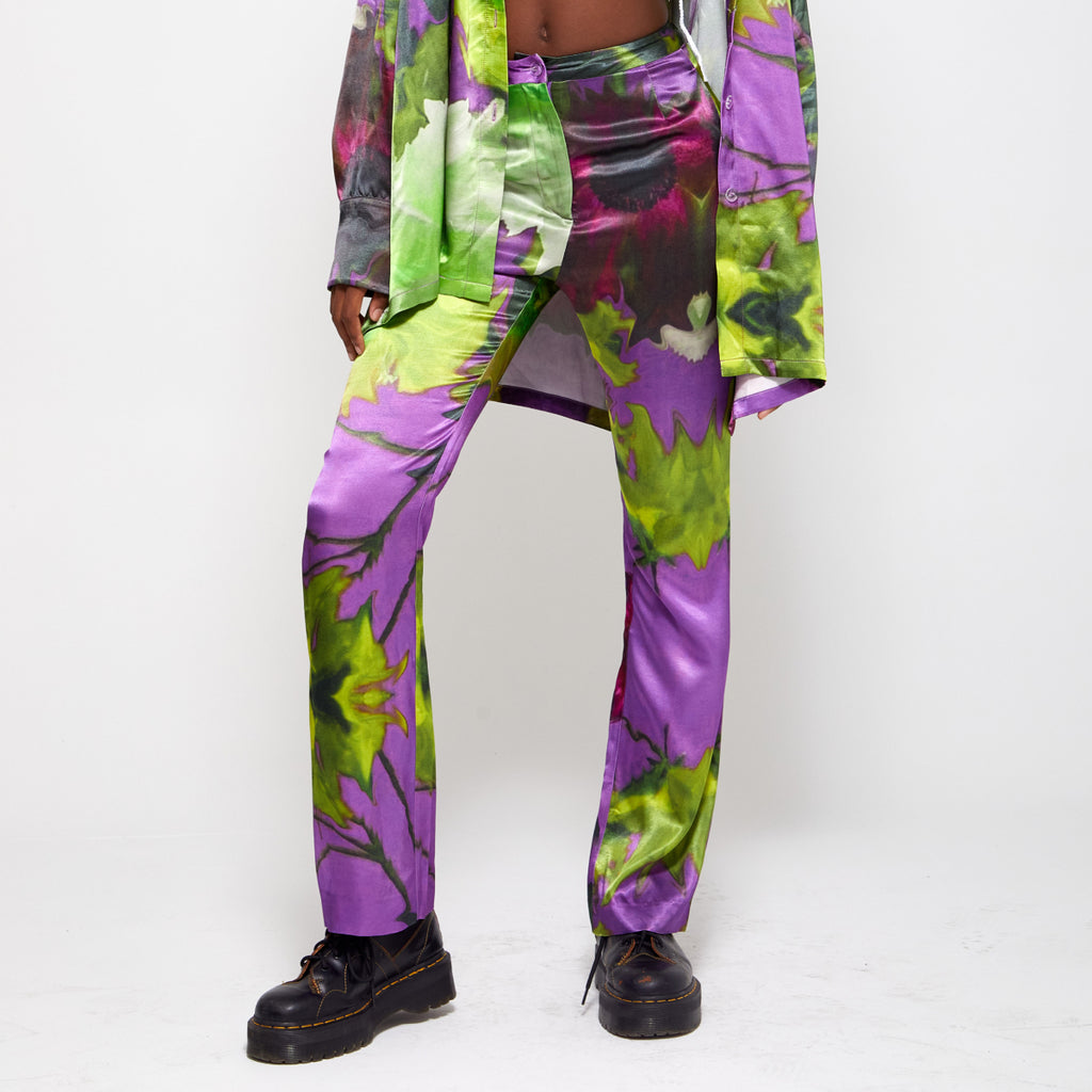 Chrysanthemum | Floral Silk Pants