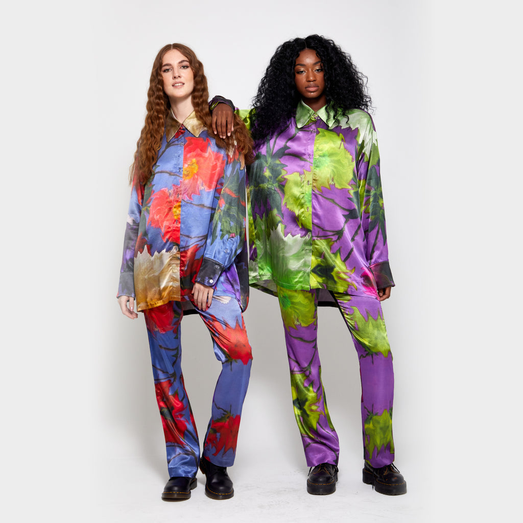 Chrysanthemum | Floral Silk Pants