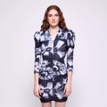 Flora | Form-Fitting Rouched Long Sleeve Dress – Moonlight Glow
