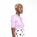 French Lavender | Tie Neck Collared Polo