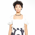 Nina | White Puffed Short Sleeve Blouse