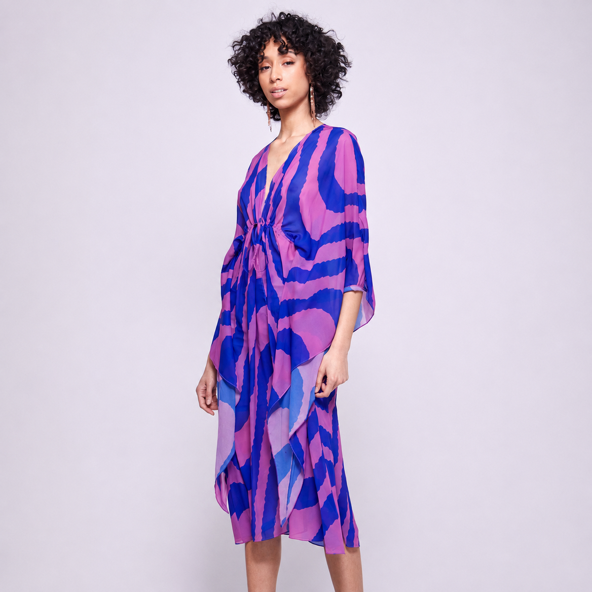 Tulip | Drawstring Duster – Royal Blue & Orchid