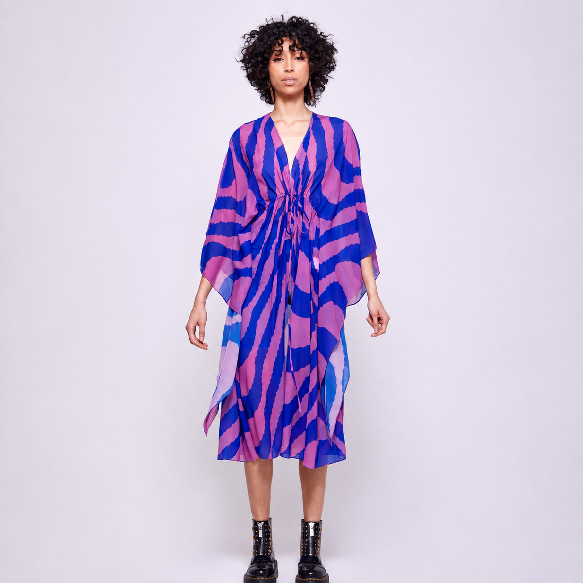 Tulip | Drawstring Duster – Royal Blue & Orchid