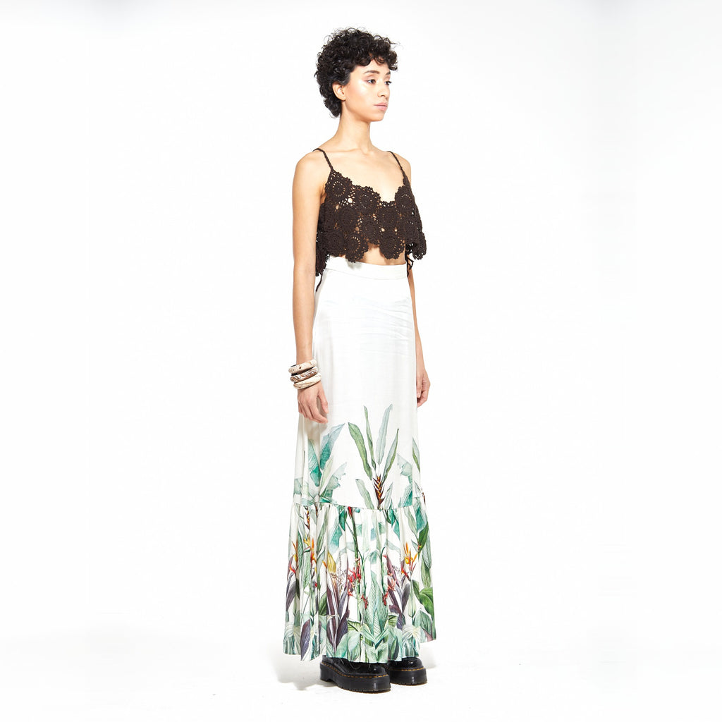 Anya | Charcoal Crochet Flower Cropped Cami