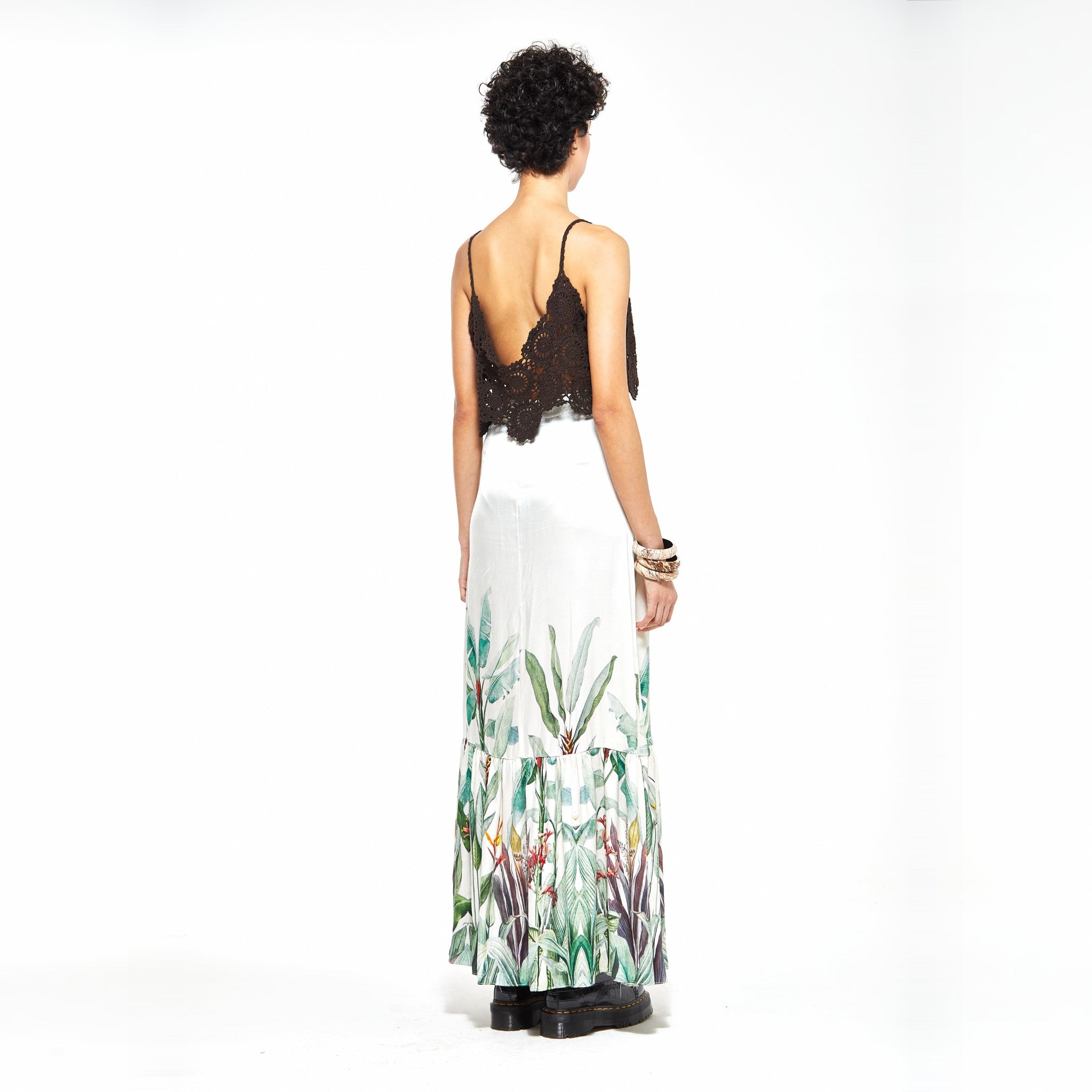Anya | Charcoal Crochet Flower Cropped Cami