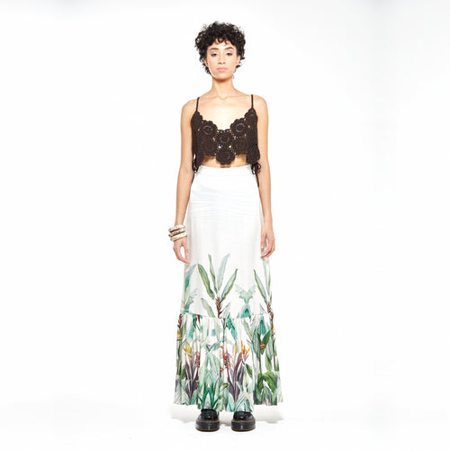Anya | Charcoal Crochet Flower Cropped Cami