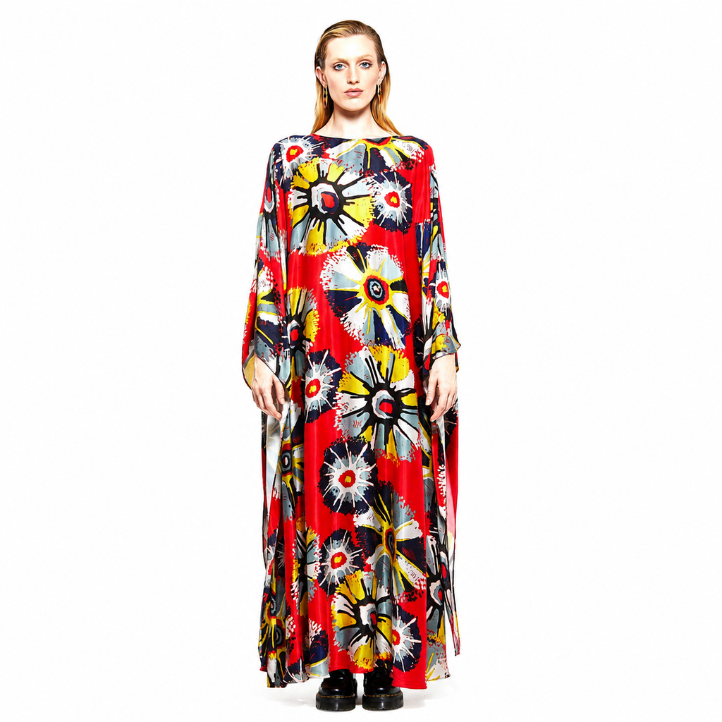 Archie | Wide Long Sleeve Kaftan Dress – Solar Flare Scarlett