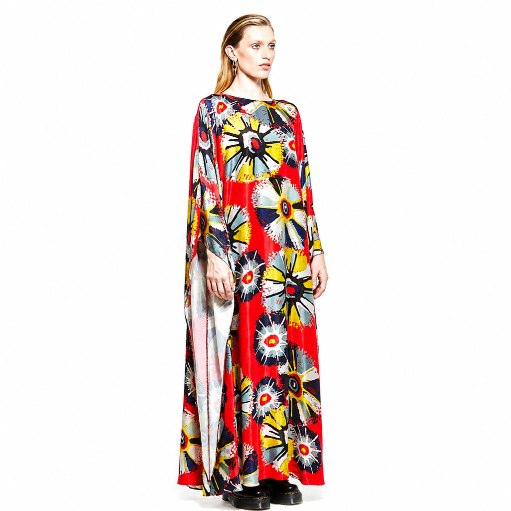 Archie | Wide Long Sleeve Kaftan Dress – Solar Flare Scarlett