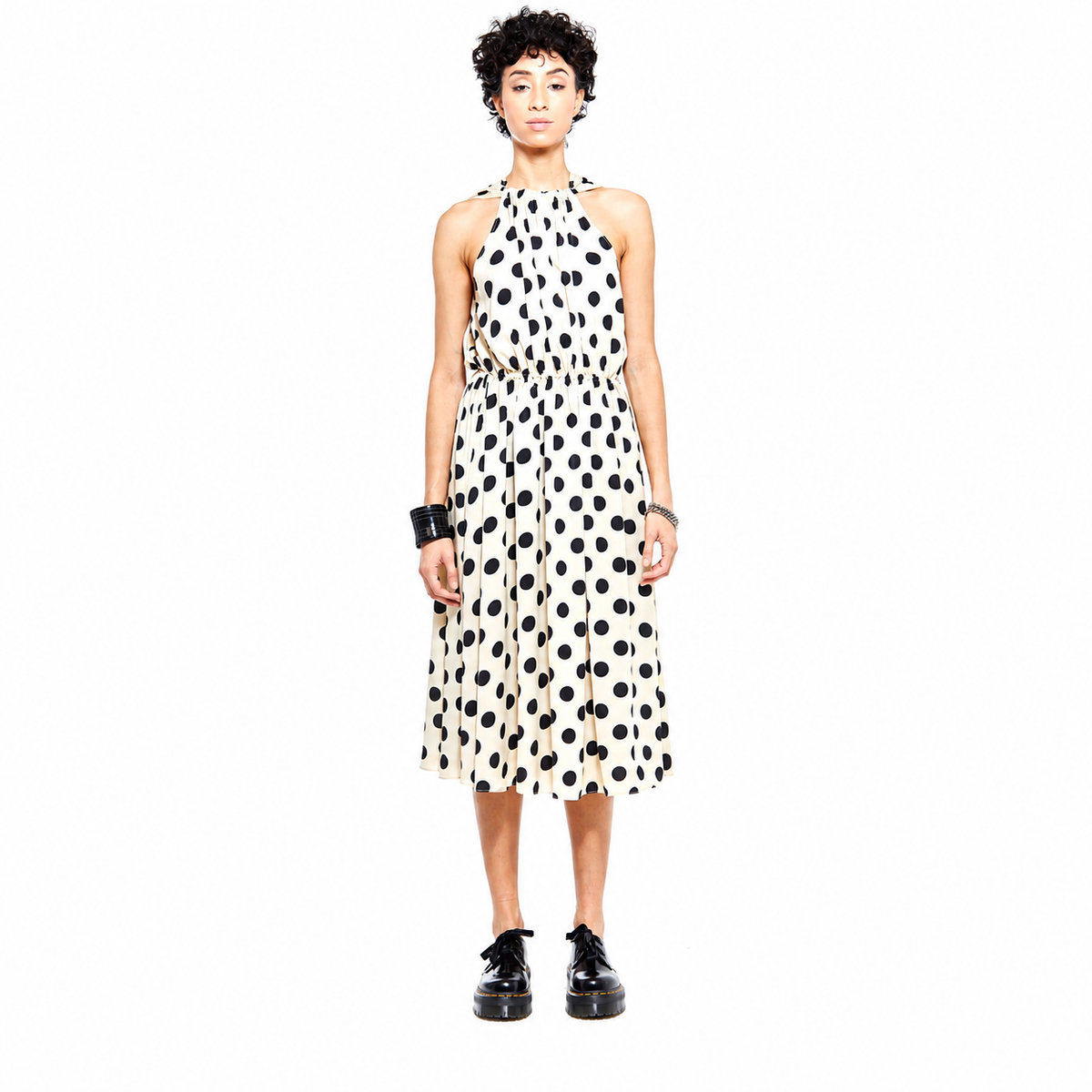 Magnolia | Halter Neck Midi Dress – White & Black