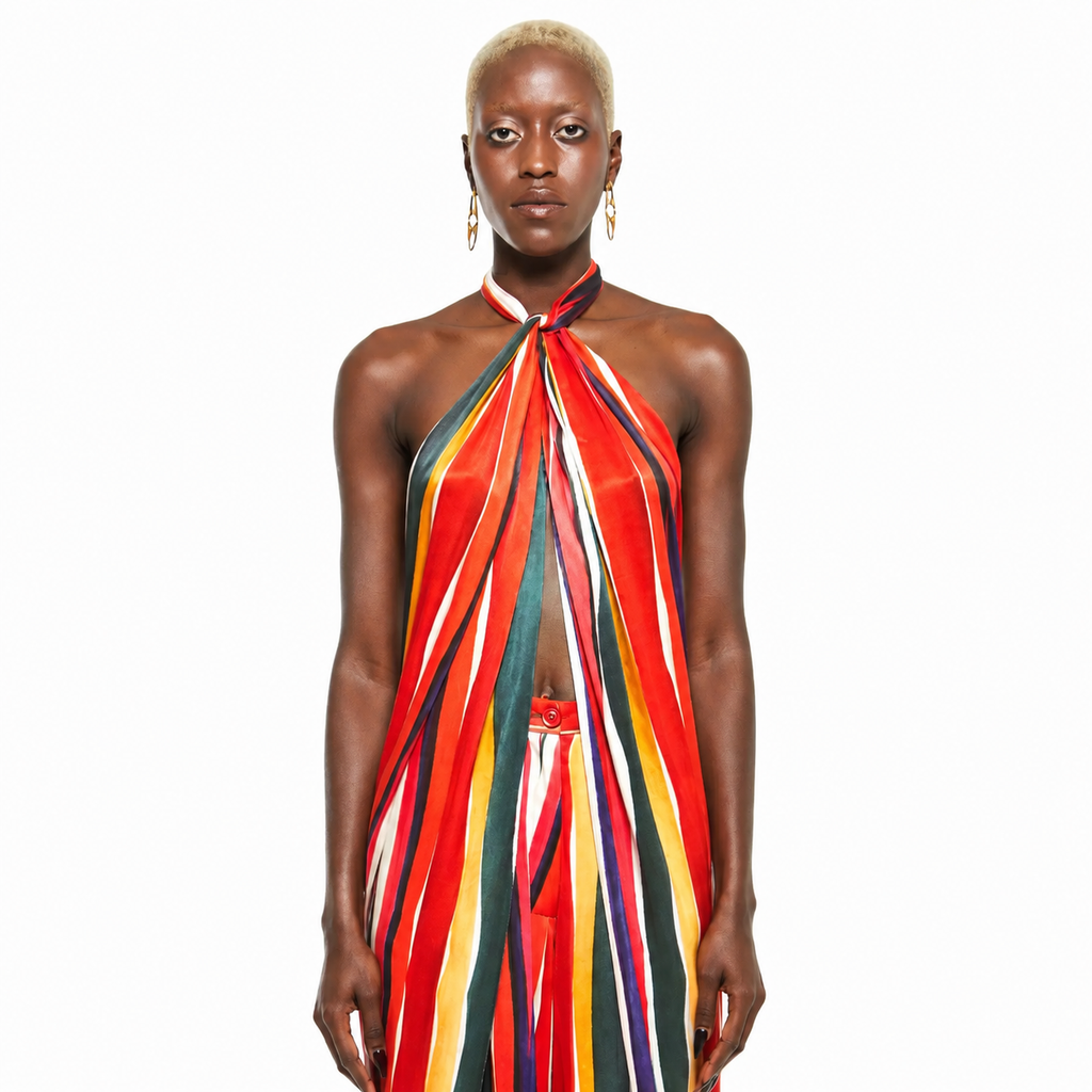 Bermuda | Cutout Halter Top – Yellow, Green & Red