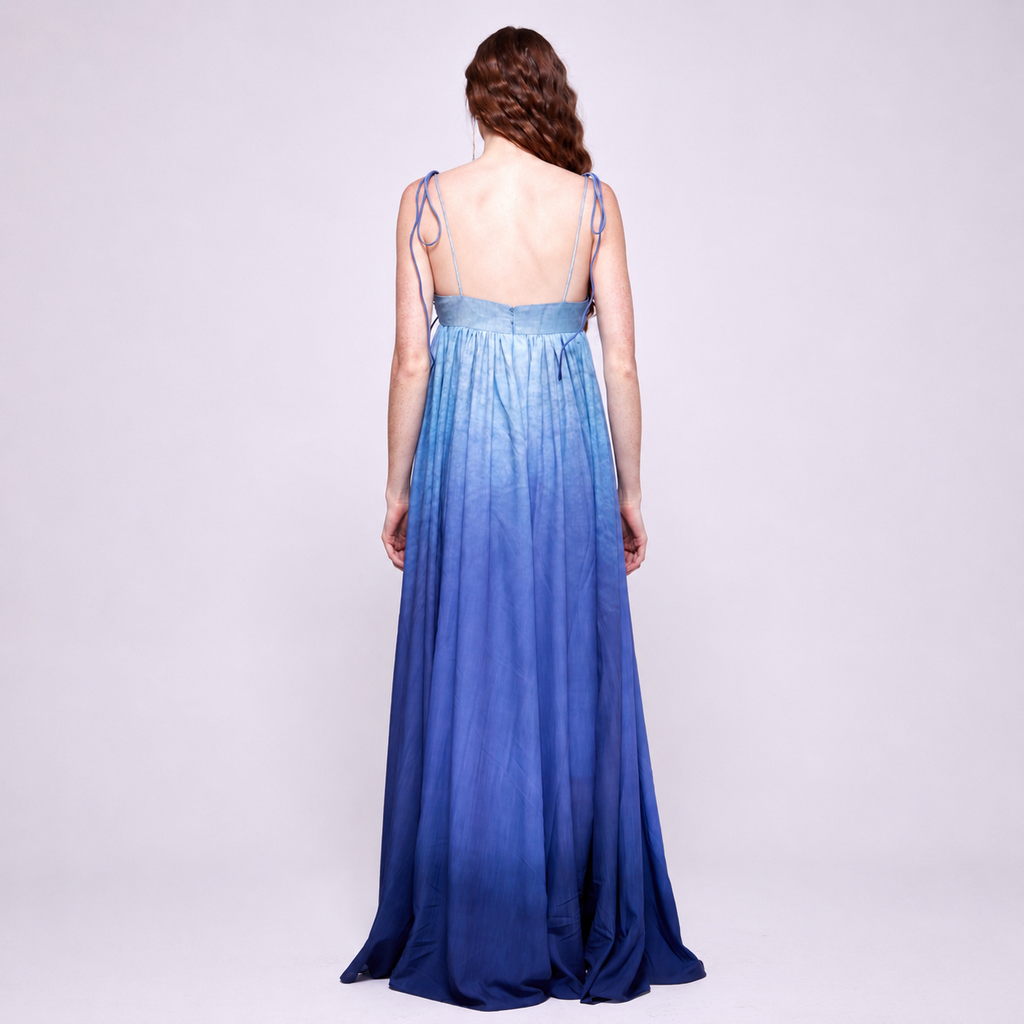 Daffodil | Empire Waist Flowing Dress – Gradient of Blue