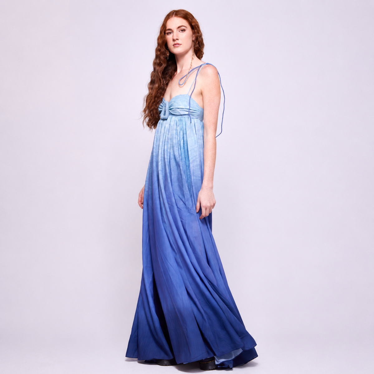 Daffodil | Empire Waist Flowing Dress – Gradient of Blue