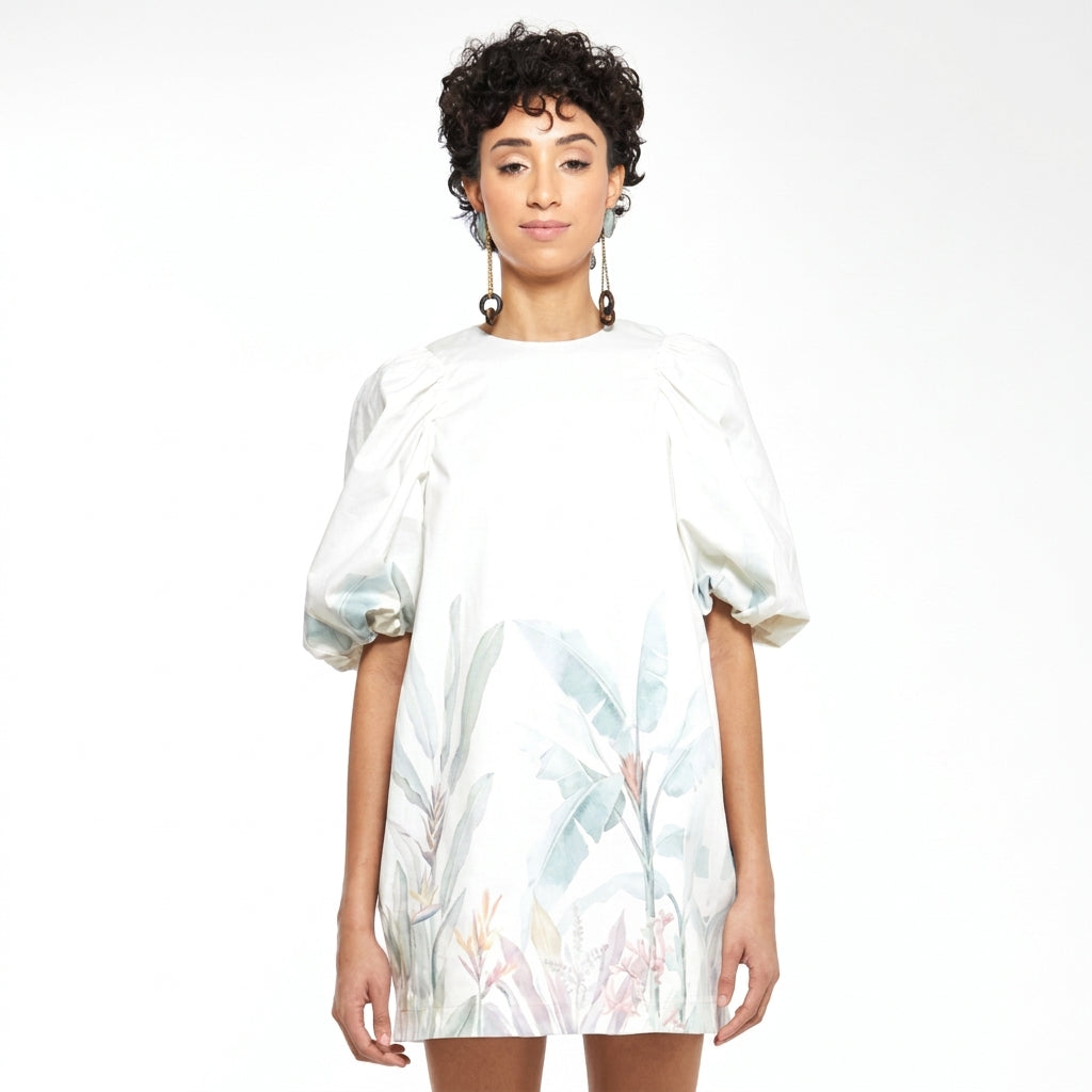 Palmas | Daytime Garden Puffed Sleeve Mini Sheath