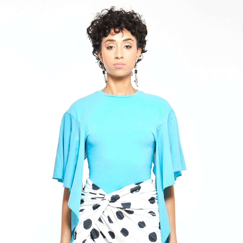 Orchid | Cyan Angel Wrap Sleeve Top