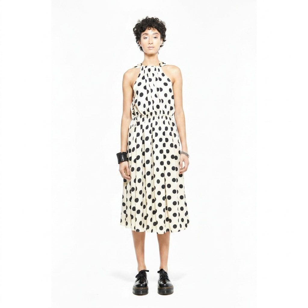 Magnolia | Halter Neck Midi Dress – White & Black