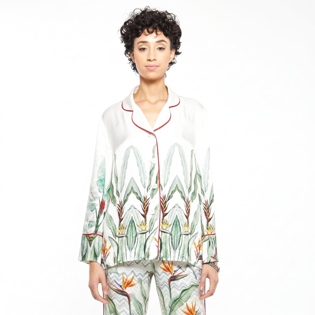 Sage | Daytime Garden Silk Button Up Top