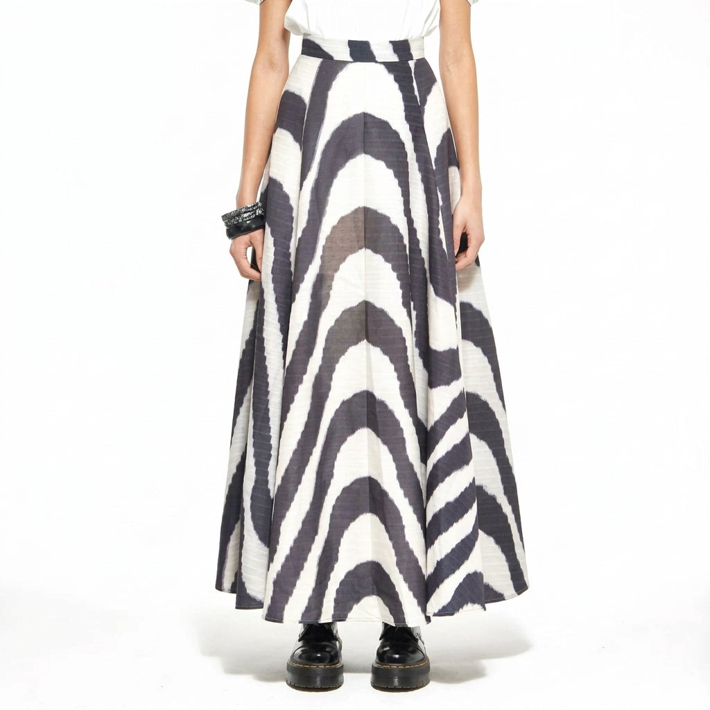 Dahlia | A-Line Skirt – Cream & Graphite Gray