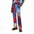 Chrysanthemum | Floral Silk Pants – Blue, Red & Black Floral