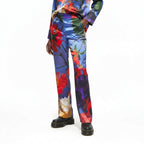 Chrysanthemum | Floral Silk Pants – Blue, Red & Black Floral