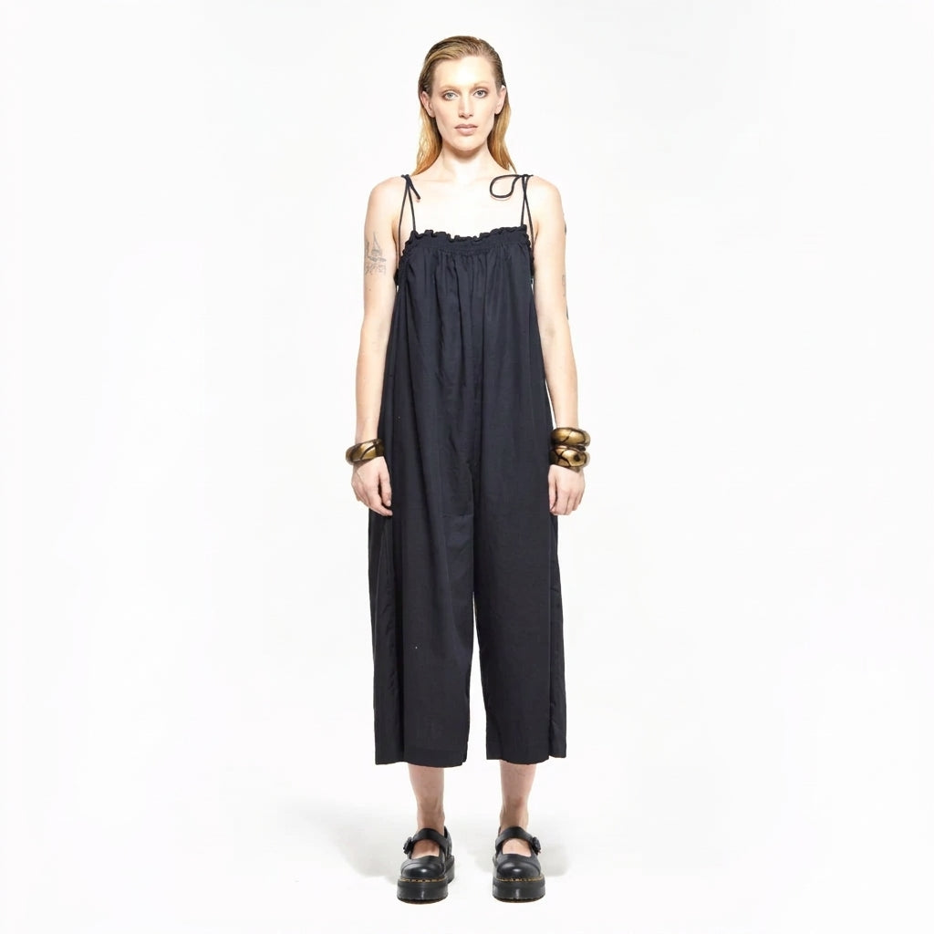 Pansy | Black Wide Leg Casual Jumpsuit