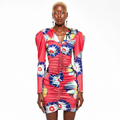Flora | Form-Fitting Rouched Long Sleeve Dress – Solar Flare Scarlett