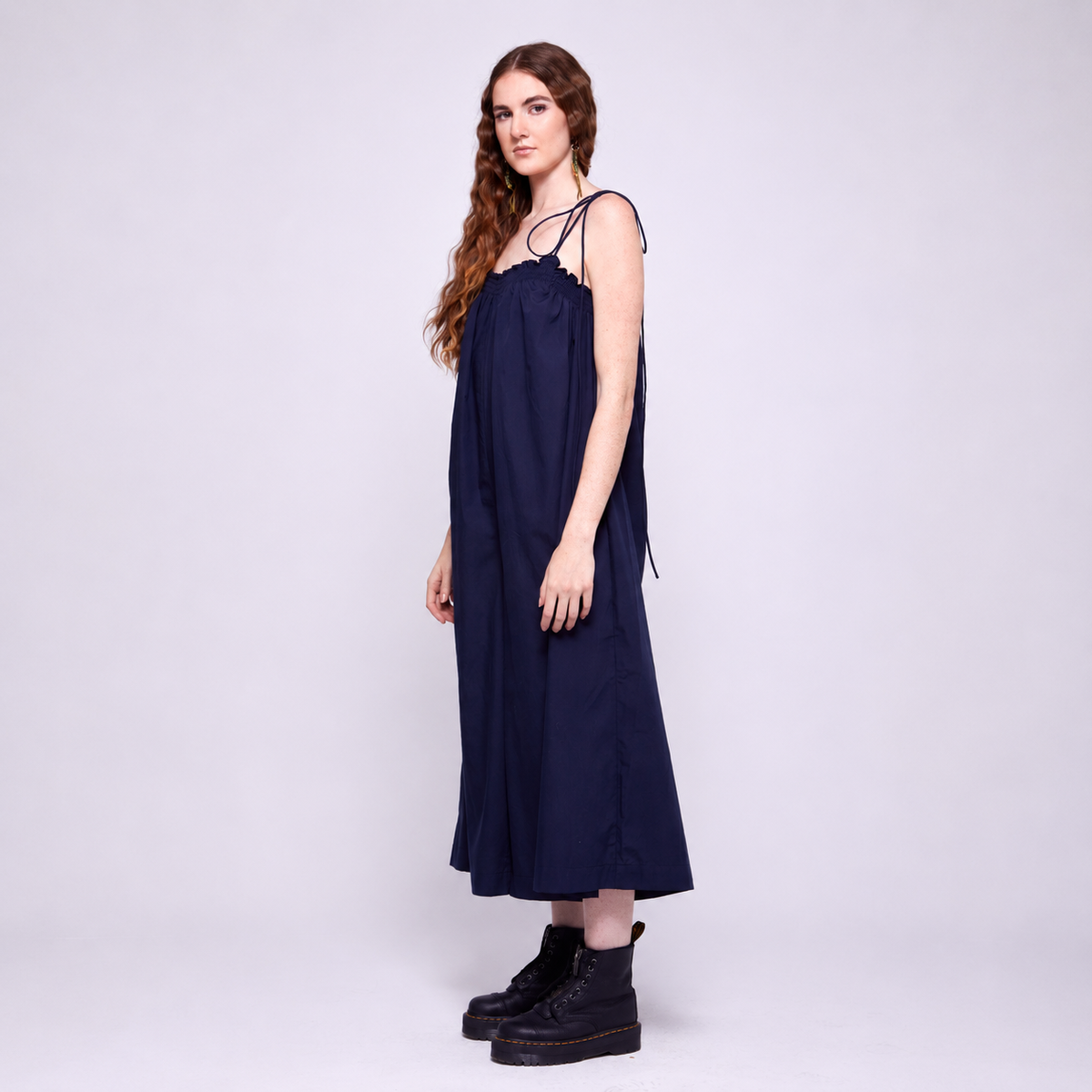 Pansy | Dark Blue Wide Leg Casual Jumpsuit