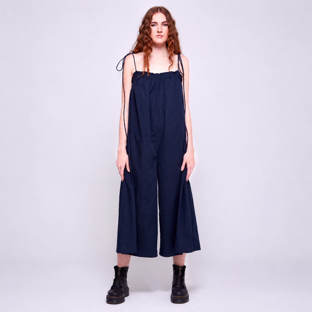 Pansy | Dark Blue Wide Leg Casual Jumpsuit