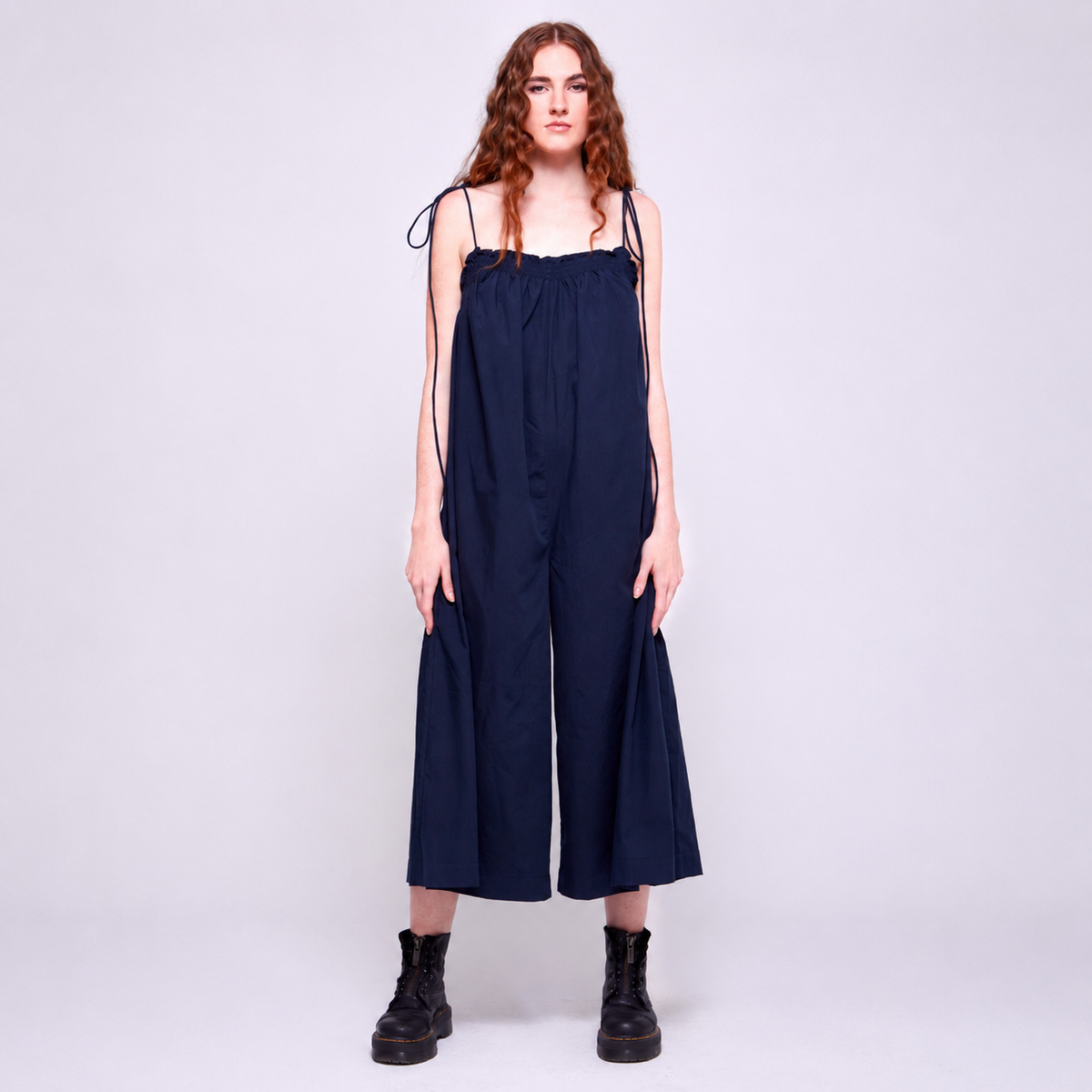 Pansy | Dark Blue Wide Leg Casual Jumpsuit