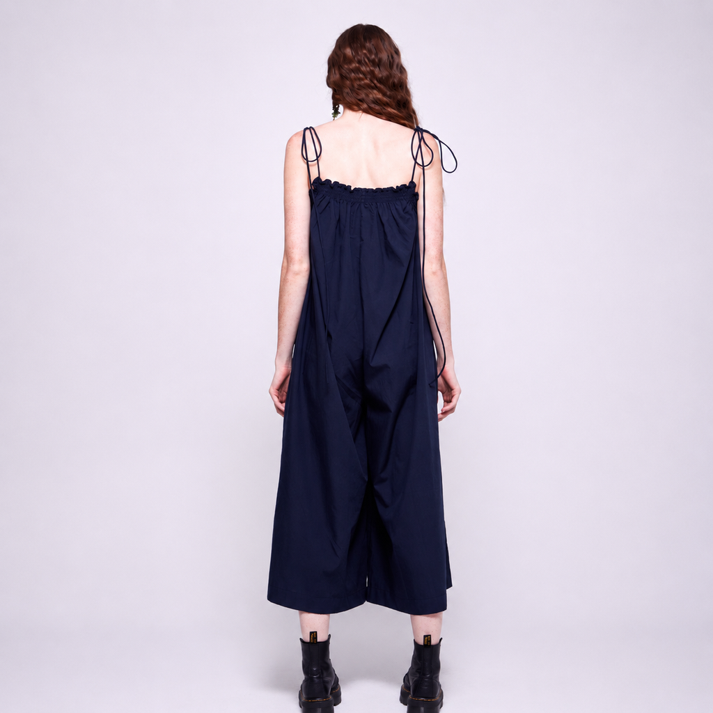 Pansy | Dark Blue Wide Leg Casual Jumpsuit